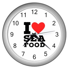 I Love Sea Food Wall Clock (silver) by ilovewhateva