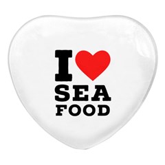 I Love Sea Food Heart Glass Fridge Magnet (4 Pack) by ilovewhateva