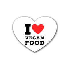 I Love Vegan Food  Rubber Coaster (heart) by ilovewhateva