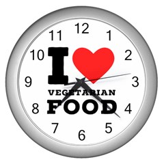 I Love Vegetarian Food Wall Clock (silver) by ilovewhateva