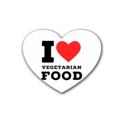 I Love Vegetarian Food Rubber Coaster (heart) by ilovewhateva