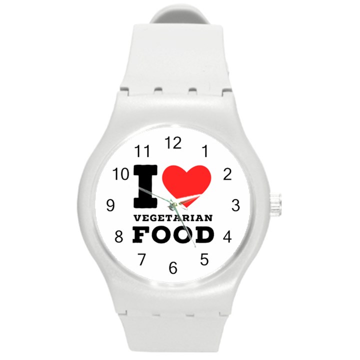 I love vegetarian food Round Plastic Sport Watch (M)