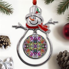 Spring Repeats Metal Snowman Ornament by kaleidomarblingart