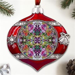 Spring Repeats Metal Snowflake And Bell Red Ornament by kaleidomarblingart