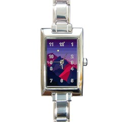 Abstract Landscape Sunrise Mountains Blue Sky Rectangle Italian Charm Watch