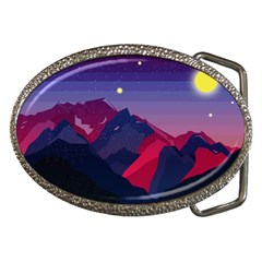 Abstract Landscape Sunrise Mountains Blue Sky Belt Buckles by Grandong