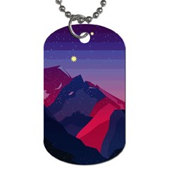 Abstract Landscape Sunrise Mountains Blue Sky Dog Tag (one Side) by Grandong