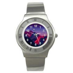 Abstract Landscape Sunrise Mountains Blue Sky Stainless Steel Watch by Grandong