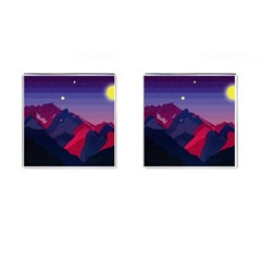 Abstract Landscape Sunrise Mountains Blue Sky Cufflinks (square) by Grandong