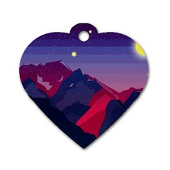 Abstract Landscape Sunrise Mountains Blue Sky Dog Tag Heart (two Sides) by Grandong