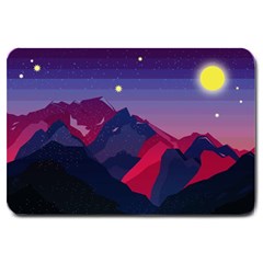 Abstract Landscape Sunrise Mountains Blue Sky Large Doormat by Grandong