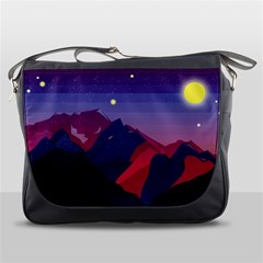 Abstract Landscape Sunrise Mountains Blue Sky Messenger Bag by Grandong