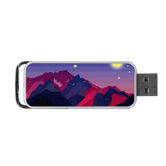 Abstract Landscape Sunrise Mountains Blue Sky Portable Usb Flash (one Side) by Grandong