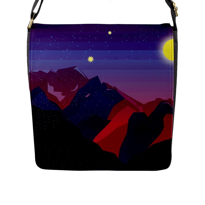 Abstract Landscape Sunrise Mountains Blue Sky Flap Closure Messenger Bag (L)