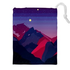 Abstract Landscape Sunrise Mountains Blue Sky Drawstring Pouch (4xl) by Grandong