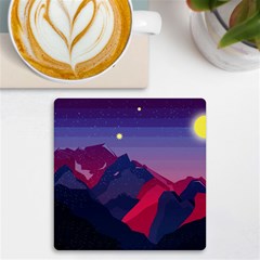 Abstract Landscape Sunrise Mountains Blue Sky Uv Print Square Tile Coaster 