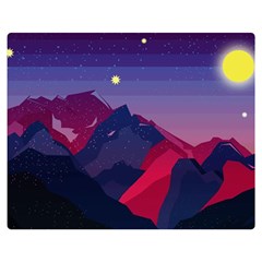 Abstract Landscape Sunrise Mountains Blue Sky Premium Plush Fleece Blanket (medium)