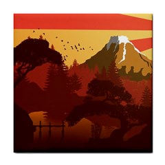 Japan Art Illustration Tile Coaster by Grandong