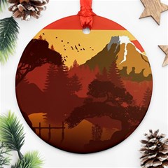 Japan Art Illustration Ornament (round) by Grandong