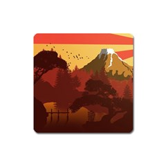 Japan Art Illustration Square Magnet by Grandong