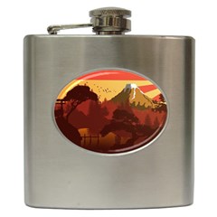 Japan Art Illustration Hip Flask (6 Oz) by Grandong