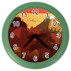 Japan Art Illustration Color Wall Clock by Grandong