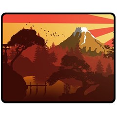 Japan Art Illustration Two Sides Fleece Blanket (medium) by Grandong