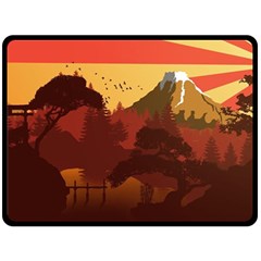 Japan Art Illustration Two Sides Fleece Blanket (large) by Grandong