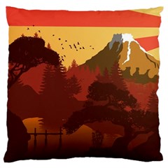 Japan Art Illustration Large Premium Plush Fleece Cushion Case (two Sides) by Grandong