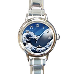 The Great Wave Off Kanagawa Round Italian Charm Watch by Grandong