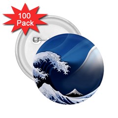 The Great Wave Off Kanagawa 2 25  Buttons (100 Pack)  by Grandong