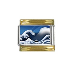 The Great Wave Off Kanagawa Gold Trim Italian Charm (9mm) by Grandong