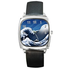 The Great Wave Off Kanagawa Square Metal Watch by Grandong