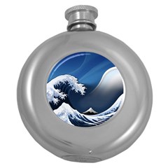 The Great Wave Off Kanagawa Round Hip Flask (5 Oz) by Grandong