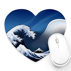 The Great Wave Off Kanagawa Heart Mousepad by Grandong