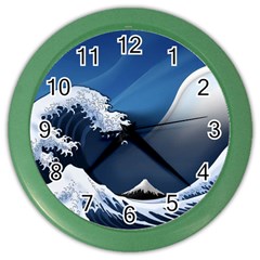 The Great Wave Off Kanagawa Color Wall Clock