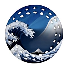 The Great Wave Off Kanagawa Ornament (round Filigree) by Grandong