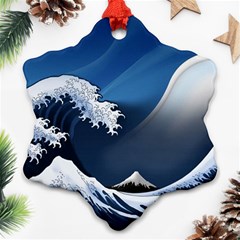 The Great Wave Off Kanagawa Snowflake Ornament (two Sides) by Grandong