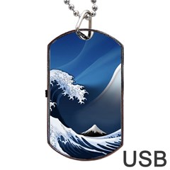 The Great Wave Off Kanagawa Dog Tag Usb Flash (one Side)