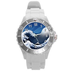 The Great Wave Off Kanagawa Round Plastic Sport Watch (l)