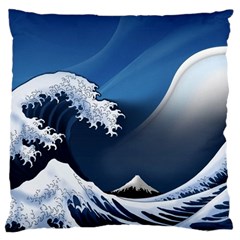 The Great Wave Off Kanagawa Large Cushion Case (two Sides) by Grandong