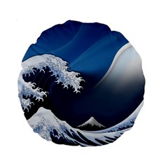 The Great Wave Off Kanagawa Standard 15  Premium Round Cushions