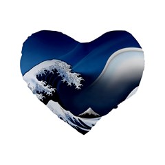 The Great Wave Off Kanagawa Standard 16  Premium Heart Shape Cushions