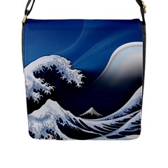 The Great Wave Off Kanagawa Flap Closure Messenger Bag (l)