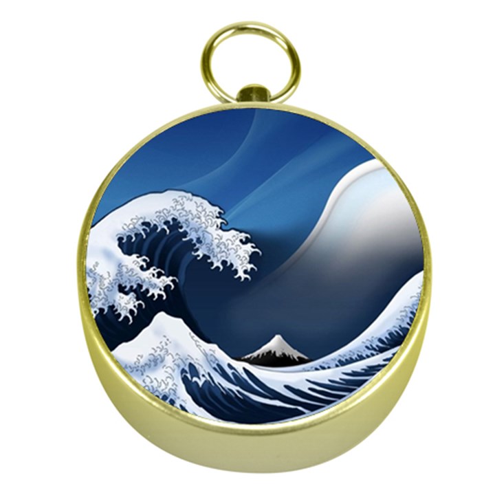 The Great Wave Off Kanagawa Gold Compasses