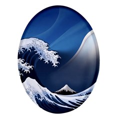 The Great Wave Off Kanagawa Oval Glass Fridge Magnet (4 Pack)