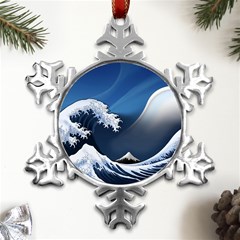 The Great Wave Off Kanagawa Metal Small Snowflake Ornament by Grandong