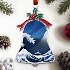 The Great Wave Off Kanagawa Metal Holly Leaf Bell Ornament