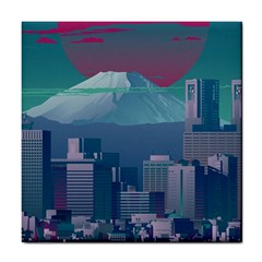 The Sun City Tokyo Japan Volcano Kyscrapers Building Tile Coaster by Grandong