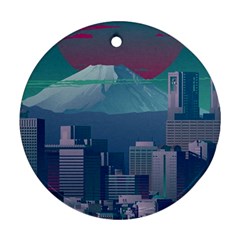 The Sun City Tokyo Japan Volcano Kyscrapers Building Ornament (round) by Grandong